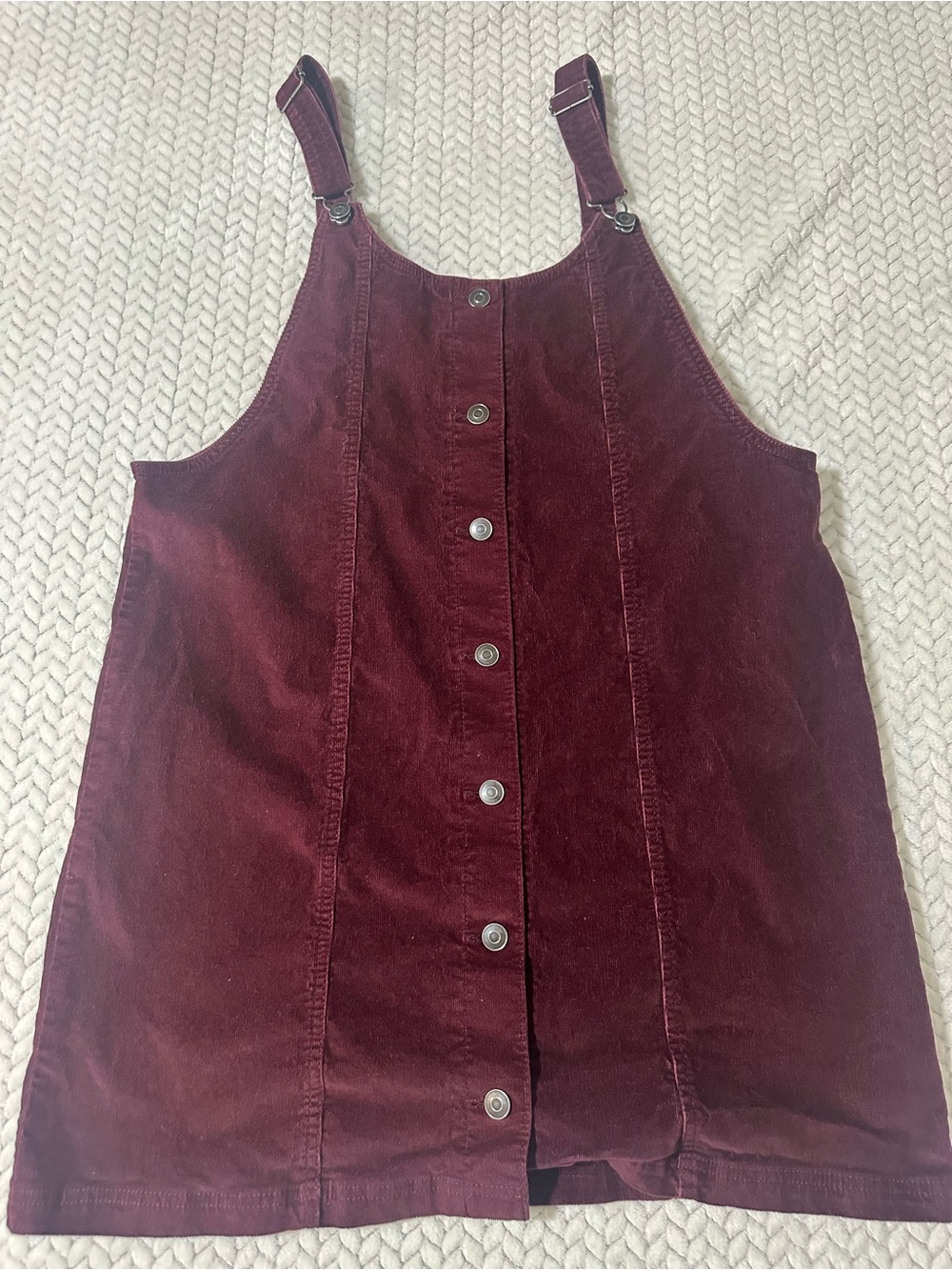 Celebrity Pink Size XLCotton Corduroy Button-Front Pinafore Burgundy Casual